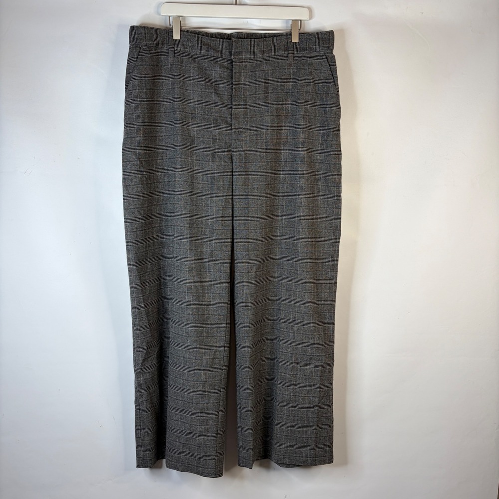 Gap Easy Trouser Women 20 Grey Glen Plaid Wide Leg High Rise Professional Pant